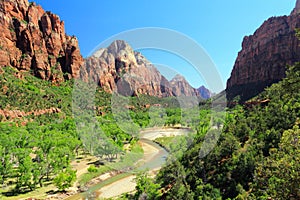 Zion National Park, Utah, Canyon and Desert Oasis along Virgin River, Southwest, USA