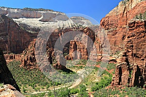 Zion National Park with Virgin River Canyon and the Organ from Observation Point Trail, Utah