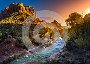 Zion National Park Virgin River at Sunset