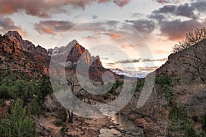 ZION NATIONAL PARK WATCHMEN AT SUNSET