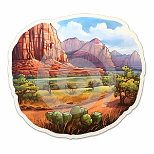 Zion National Park Watercolor Sticker - Prairie Landscape Art