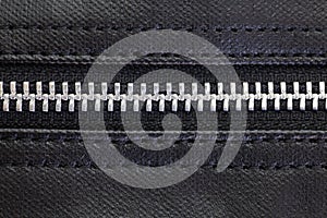 zip on black leather bag