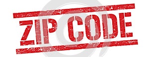 ZIP CODE text on red vintage lines stamp