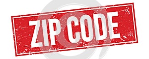 ZIP CODE text on red grungy rectangle stamp