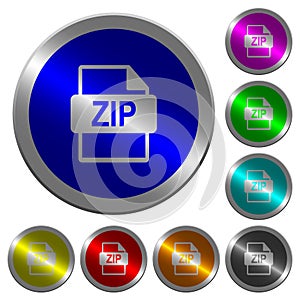 ZIP file format luminous coin-like round color buttons photo