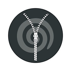 Zip icon. Open zipper symbol