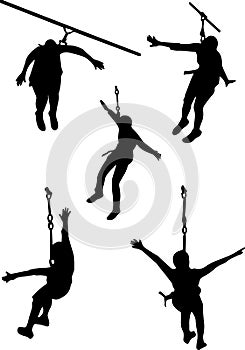 Zip line silhouette clip art