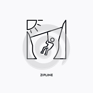 Zipline outline icon. Simple linear element illustration. Isolated line Zipline icon on white background. Thin stroke sign can be