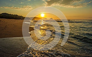 Zipolite beach at sunrise, Pacific coast of Mexico photo