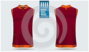 Zipped bomber jacket mockup template design for soccer, football, baseball, basketball, sports team or university. Vector.