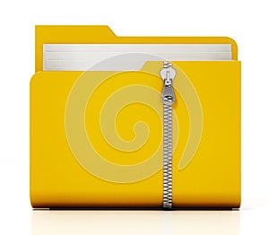 Zipped folder isolated on white background. 3D illustration