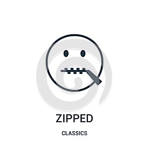 zipped icon vector from classics collection. Thin line zipped outline icon vector illustration. Linear symbol