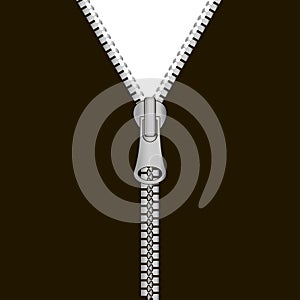 Zipper. Black background with zip and fastener. Vector. photo