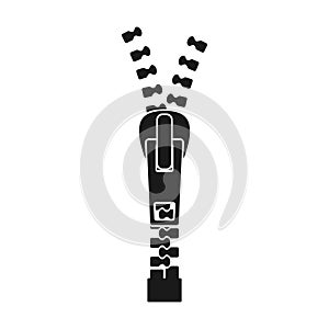 Zipper icon isolated on white background, Clothes zip, split cloth pulling zip, open or unzipped and close or zipper