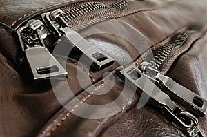 Zipper leather pocket