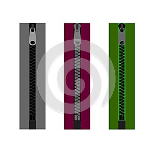 Zipper with lock for clothes in vector.