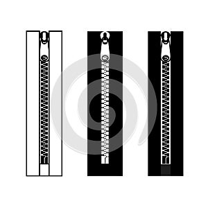Zipper with lock for clothes in vector.
