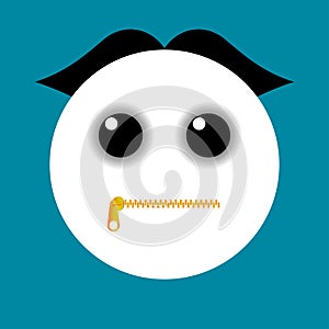 Zipper Mouth Face Emoji Icon. Concept of shut up, keeping quiet