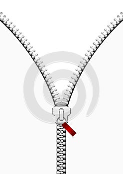 Zipper over white background