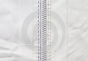 Zipper and sewing on white background tent.