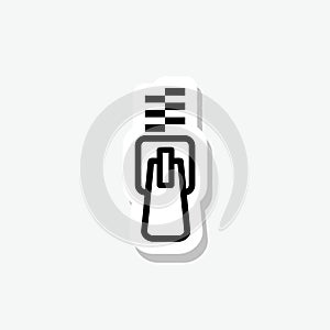 Zipper sticker icon isolated on gray background