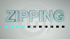 Zipping blue write on whit background with red dotted progression bar - 3D rendering video clip