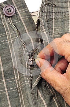 Zipping up the pants