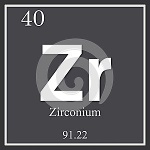 Zirconium chemical element, dark square symbol