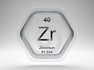 Zirconium symbol hexagon frame photo