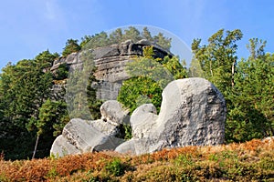 Zittau Mountains, famous rock called Glove in Oybin