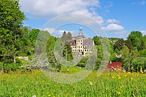 Zittau Mountains, the Hainewalde palace in spring