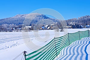 Zittau Mountains, the mountain Hochwald and village Lueckendorf in winter