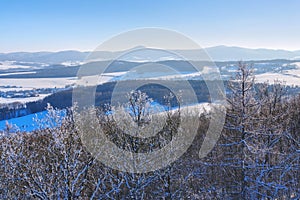 Zittau Mountains and Mountain Lausche in winter