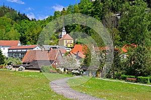 Zittau Mountains, the Oybin church in spring