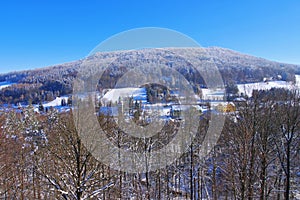 Zittau Mountains, the town Jonsdorf in winter