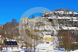 Zittau Mountains, the town Oybin in winter