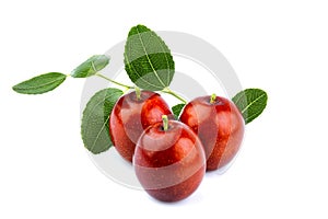 Ziziphus; Jujube fruit with leaves isolated