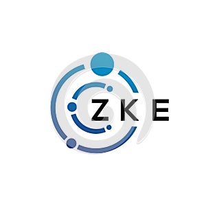 ZKE letter technology logo design on white background. ZKE creative initials letter IT logo concept. ZKE letter design