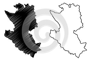 Zlatibor District Republic of Serbia, Districts in Sumadija and Western Serbia map vector illustration, scribble sketch Zlatibor