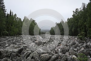 Massive stone river in Taganay park photo