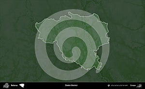 Zlobin District highlighted, Belarus. Physical