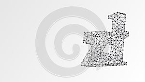 Zloty currency sign. Polish, ZL money symbol. Abstract digital wireframe, low poly mesh, vector white origami 3d