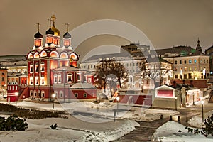 Znamensky Cathedral and Romanovâ€™s Estate in Winter Night