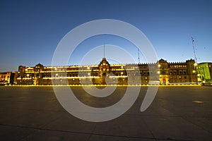 Zocalo and National Palace at night, Mexico City, Mexico photo