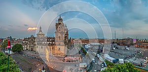 Zocalo square and Metropolitan cathedral of Mexico city