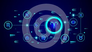 zodiac aries mars icon. From Web set