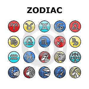 Zodiac Astrological Sign Animal Icons Set Vector