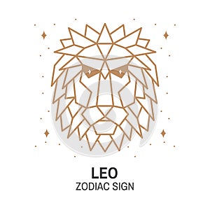 Zodiac astrology horoscope sign leo linear design. Vector illustration. Elegant line art symbol or icon of leo esoteric