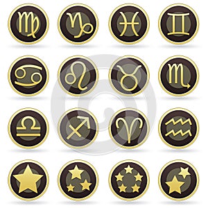 Zodiac astrology signs on vector button set