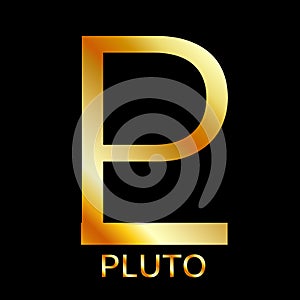 Zodiac and astrology symbol of the planet Pluto in gold colors